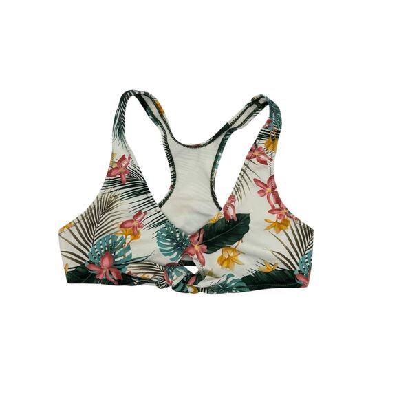 ACW Maillots Ardene *NEW* Tropical Floral Tie Front Bikini Swim Top Medium Green - Picture 2 of 3